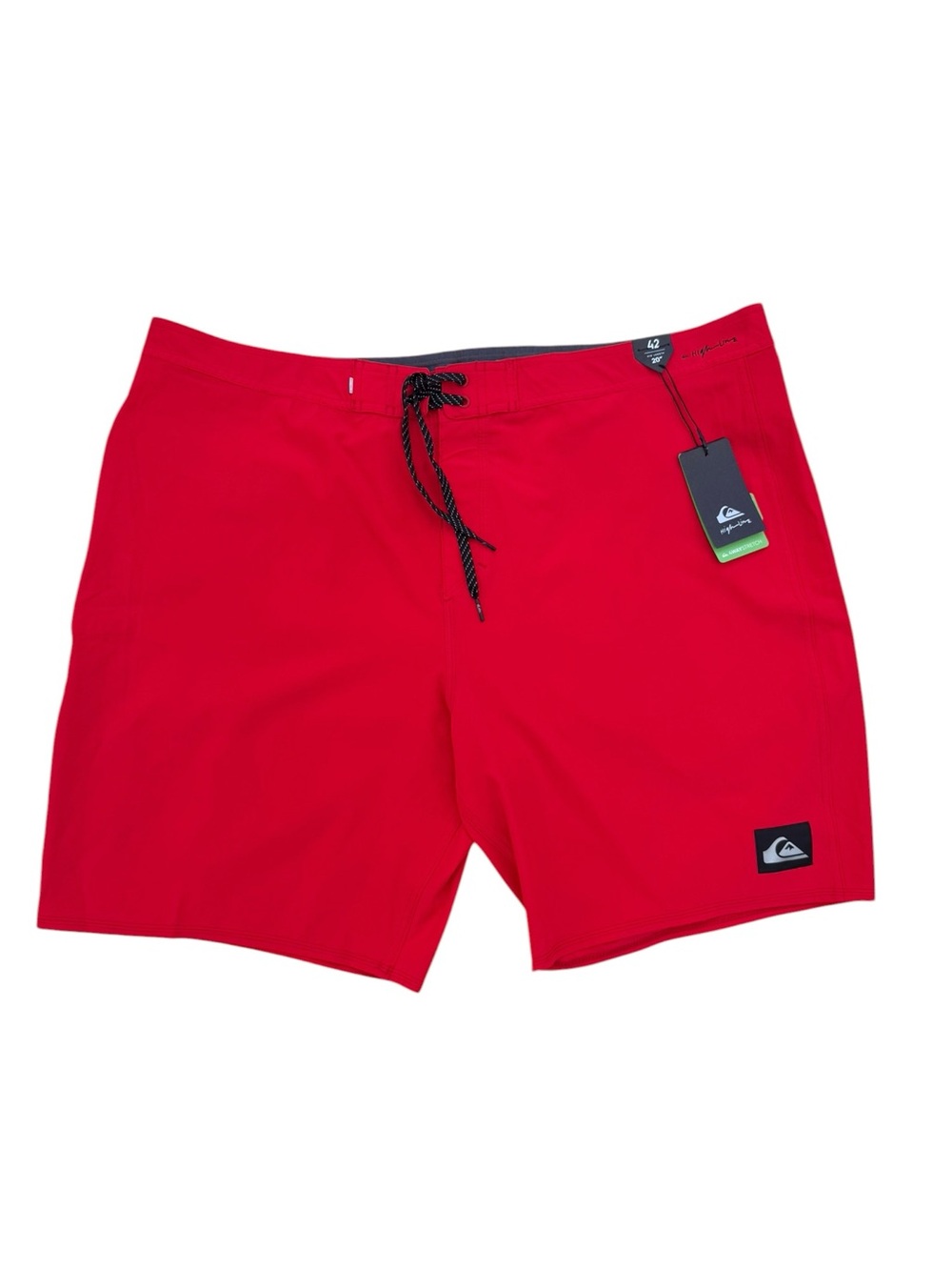 Quiksilver Men's Bright Red Board Shorts with Black Drawstring